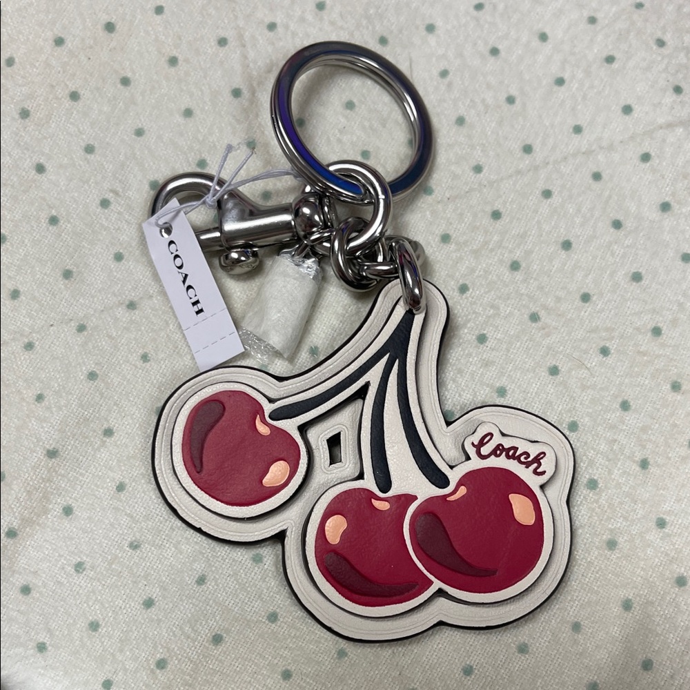 Brand NWT Coach Red Cherry Keychain